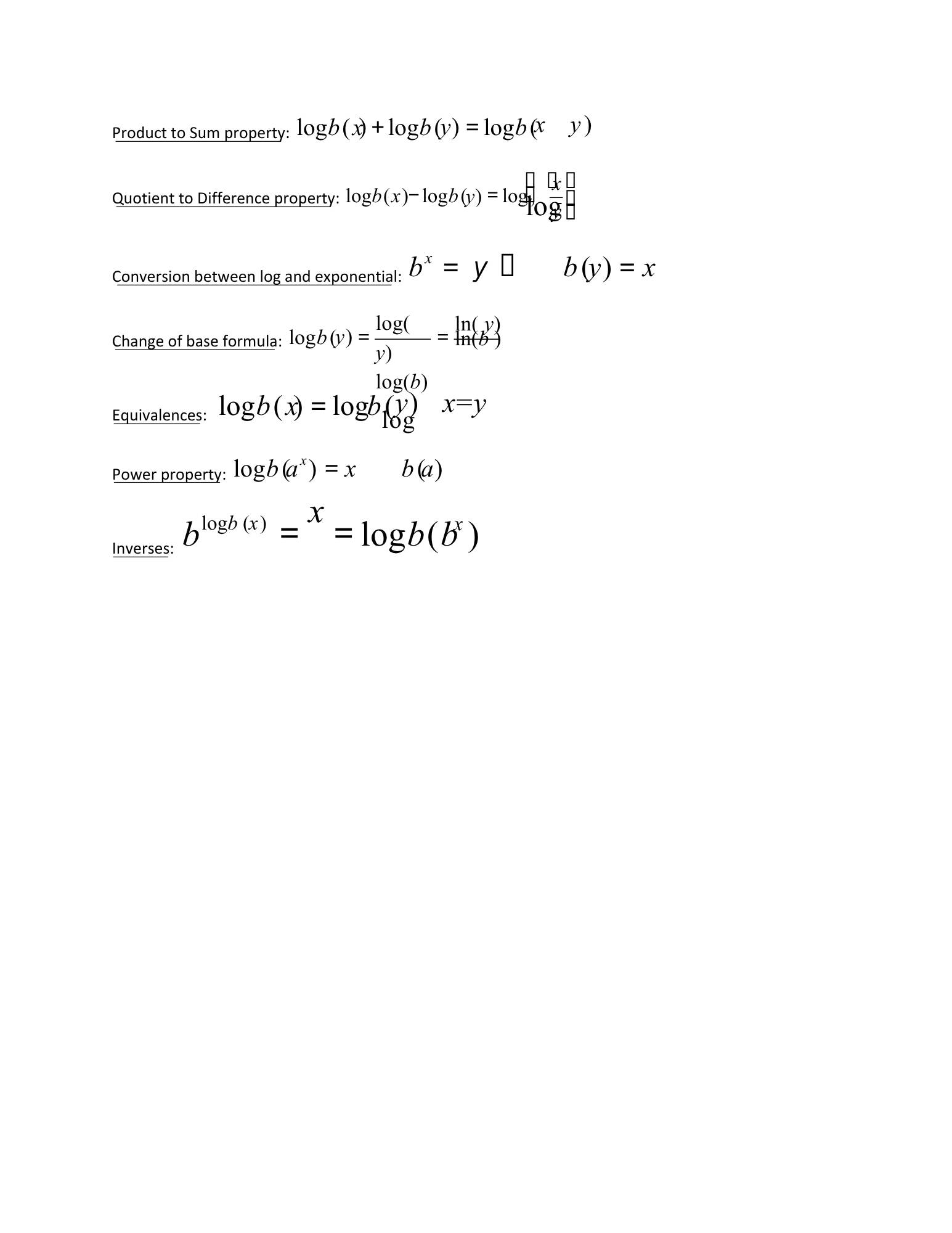 Log properties handout